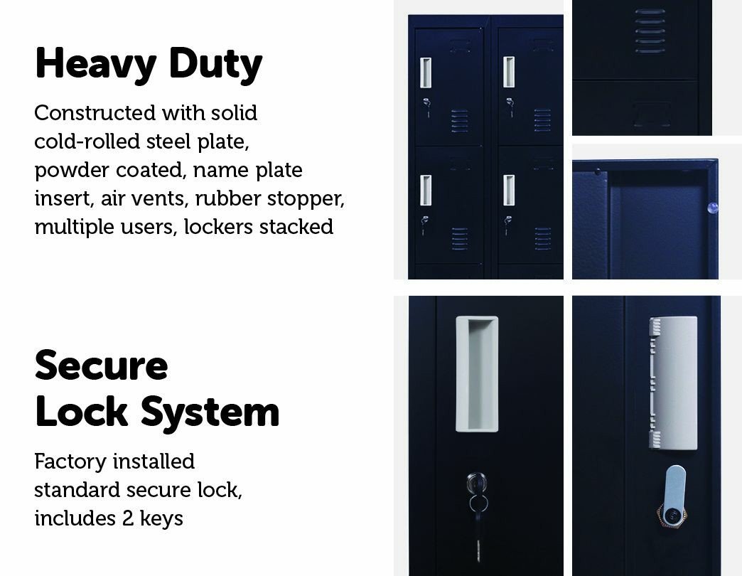 Storage Standard locks 12 Door Locker for Office Gym - Black