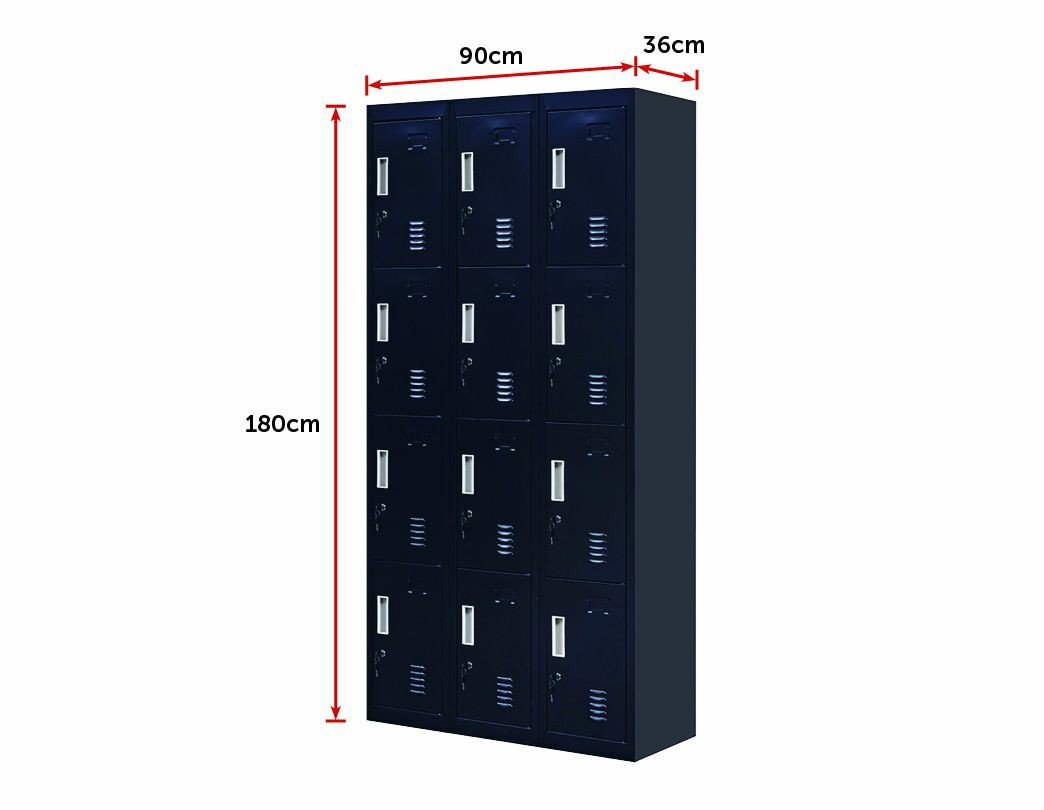 Storage Standard locks 12 Door Locker for Office Gym - Black
