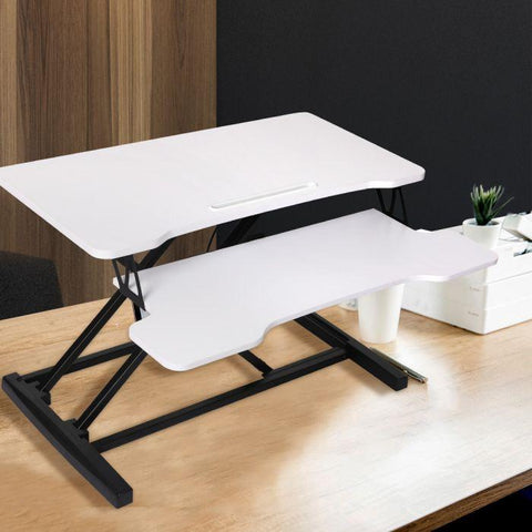 white Standing Office Desk Riser Height Adjustable Sit Stand Shelf Computer