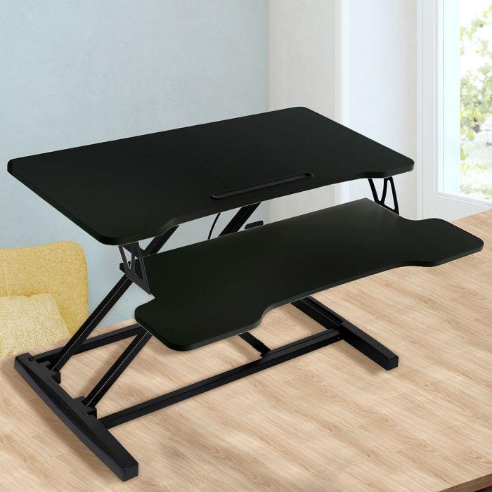 black Standing Office Desk Riser Height Adjustable Sit Stand Shelf Computer