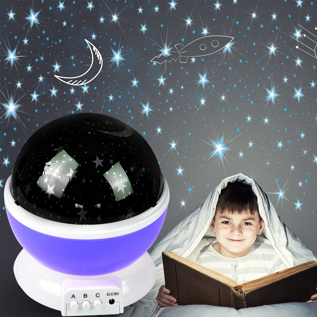 Lighting Star Moon Sky Starry Night Projector Light Lamp Purple