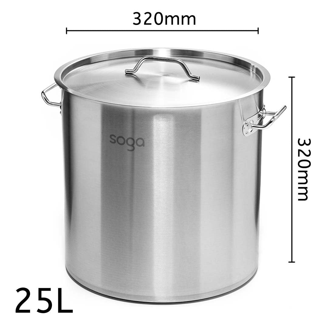 stock & multi pots Stock Pot 25L Top Grade Thick Stainless Steel Stockpot 18/10