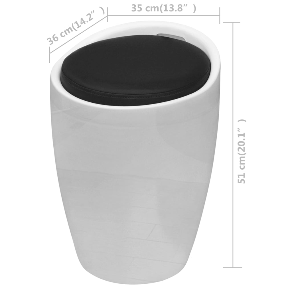 Stool White and Black Leather