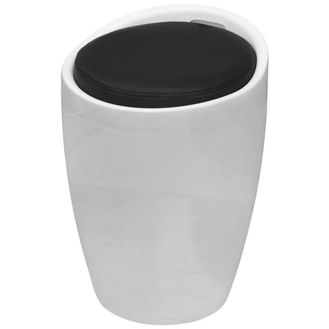Stool White and Black Leather