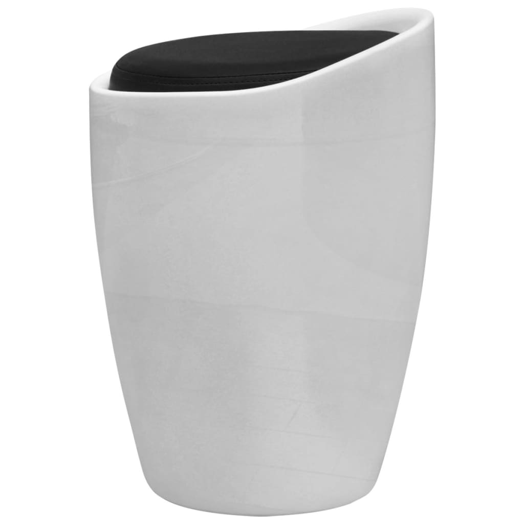 Stool White and Black Leather