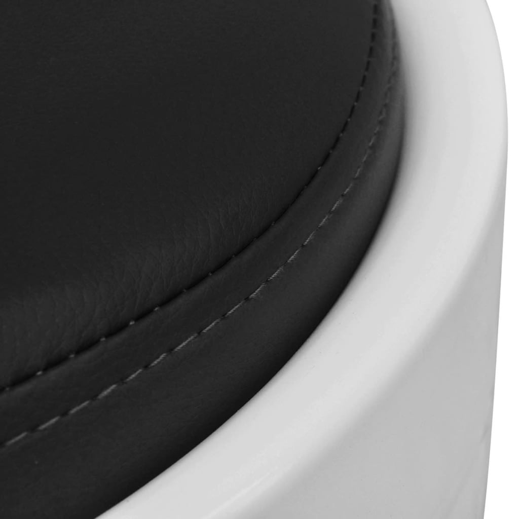 Stool White and Black Leather