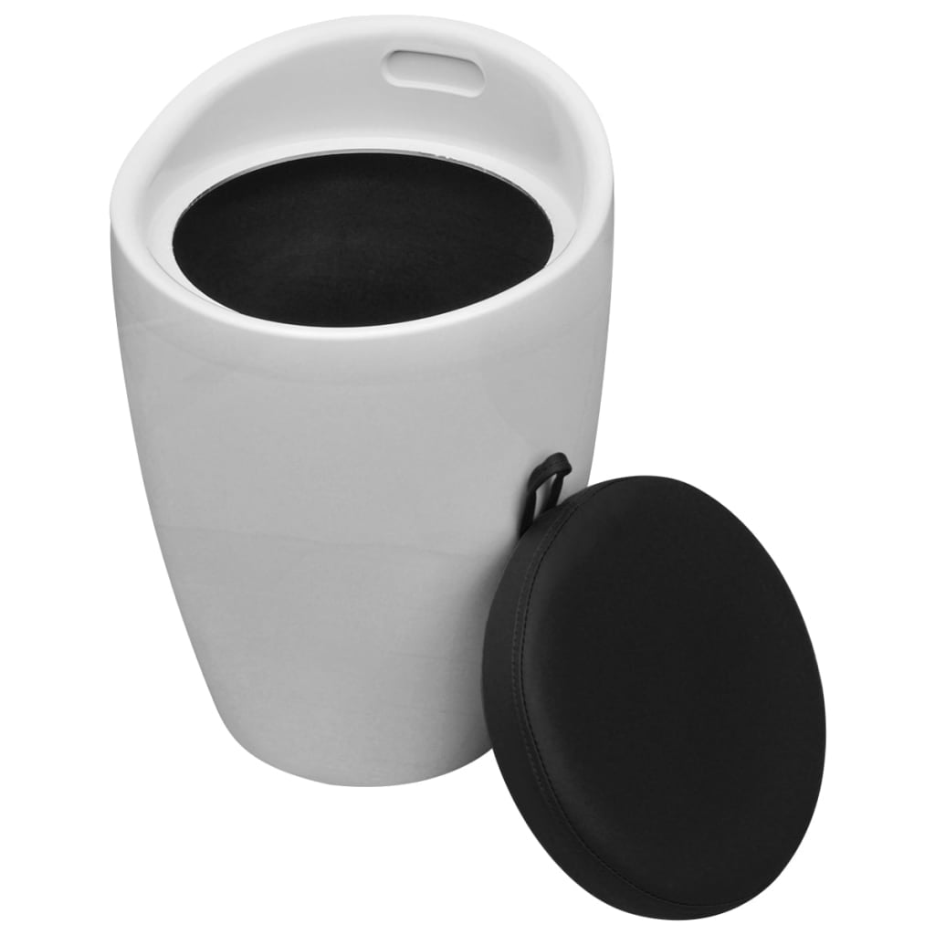 Stool White and Black Leather
