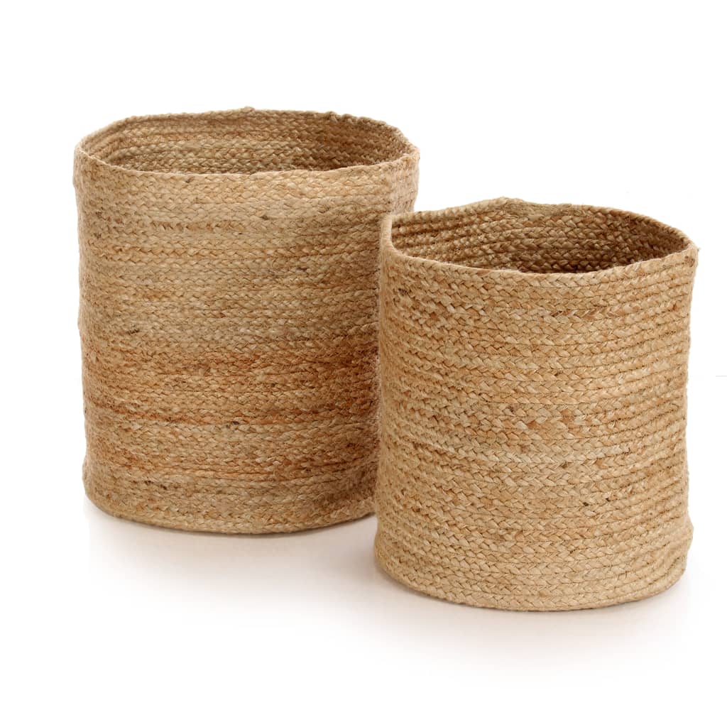 Storage Basket Set 2 Pieces Handmade Jute Natural