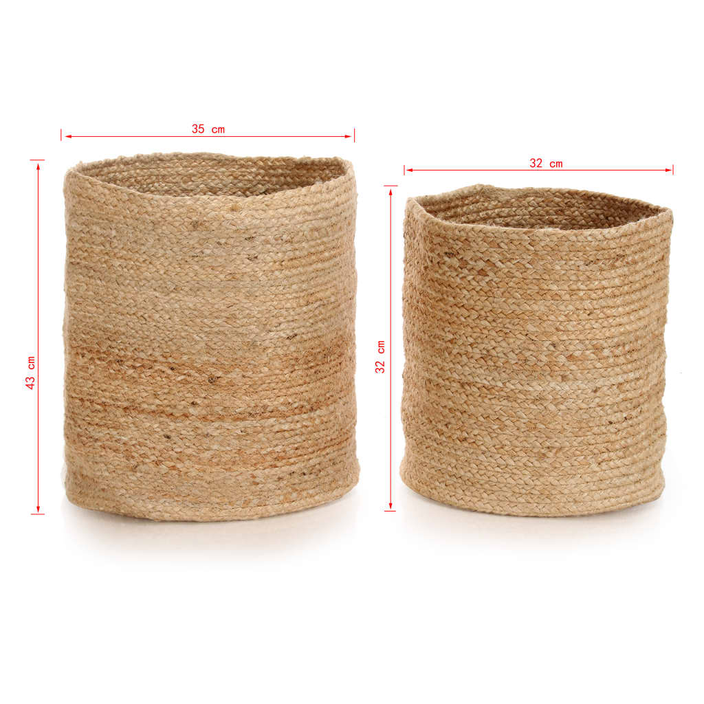 Storage Basket Set 2 Pieces Handmade Jute Natural