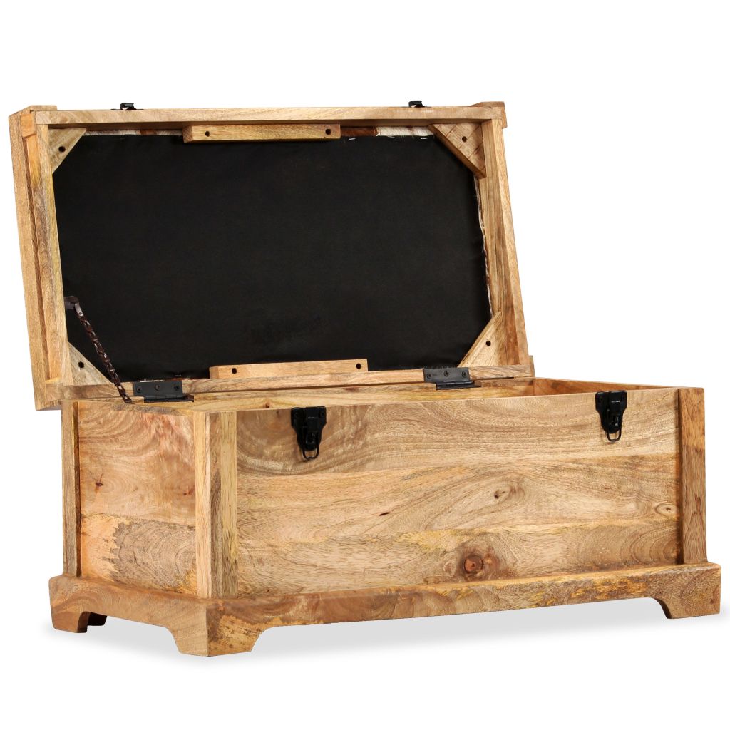 Storage Bench Genuine Leather and Solid Mango Wood 80x44x44 cm