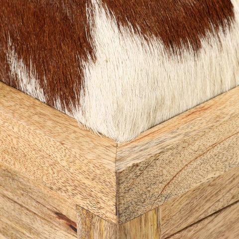 Storage Bench Genuine Leather and Solid Mango Wood