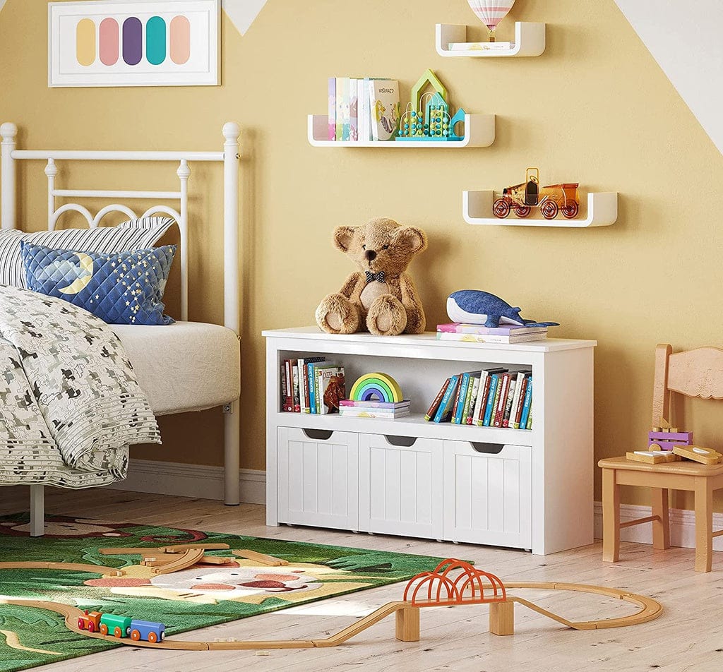 Storage Bench with Shelf and 3 Drawers White LHS380W01