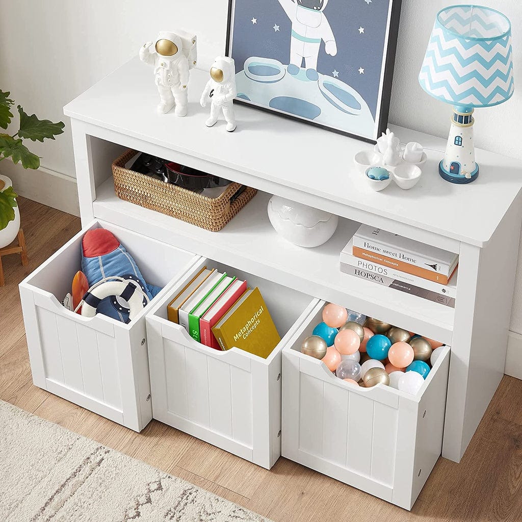 Storage Bench with Shelf and 3 Drawers White LHS380W01