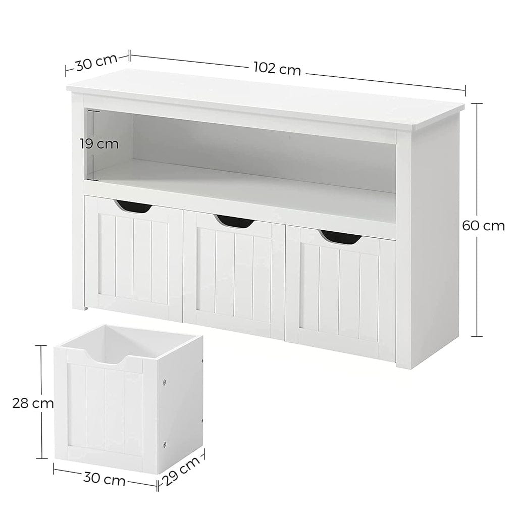 Storage Bench with Shelf and 3 Drawers White LHS380W01