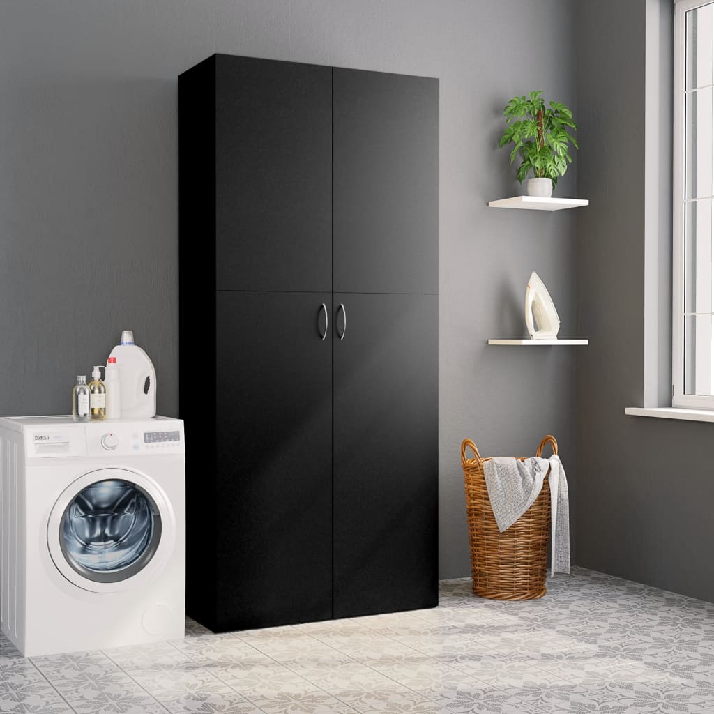 Storage Cabinet Black 80x35.5x180 cm Chipboard