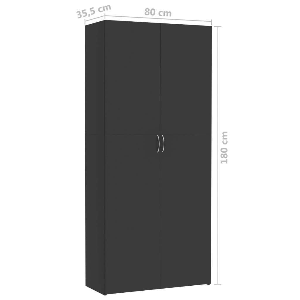 Storage Cabinet Grey 80x35.5x180 cm Chipboard