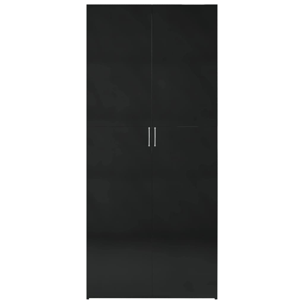 Storage Cabinet High Gloss Black 80x35.5x180 cm Chipboard