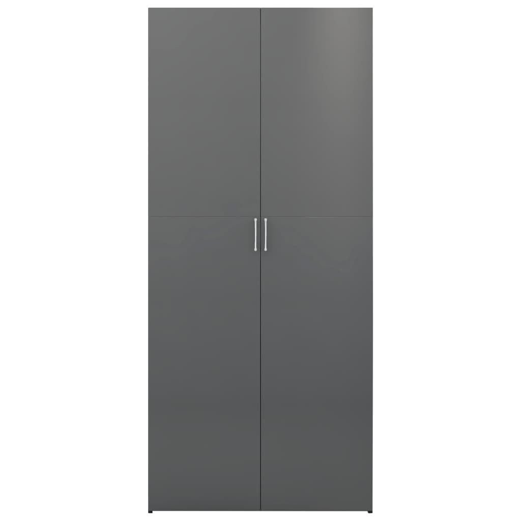 Storage Cabinet High Gloss Grey 80x35.5x180 cm Chipboard