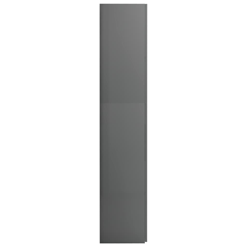 Storage Cabinet High Gloss Grey 80x35.5x180 cm Chipboard