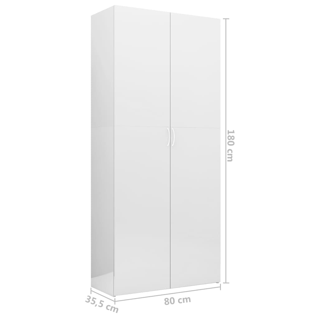 Storage Cabinet High Gloss White 80x35.5x180 cm Chipboard
