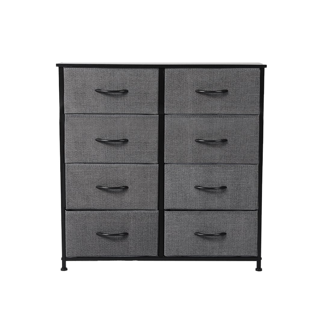 Living Room Storage Cabinet Tower Chest of Drawers Dresser Tallboy 8 Drawer Dark Grey