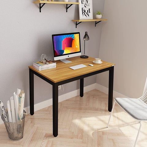 Sturdy and Heavy Duty Foldable Office Computer Desk (Teak, 101cm)