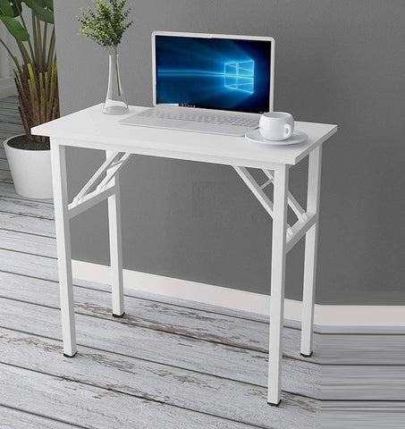 Sturdy and Heavy Duty Foldable Office Computer Desk (White, 80cm)