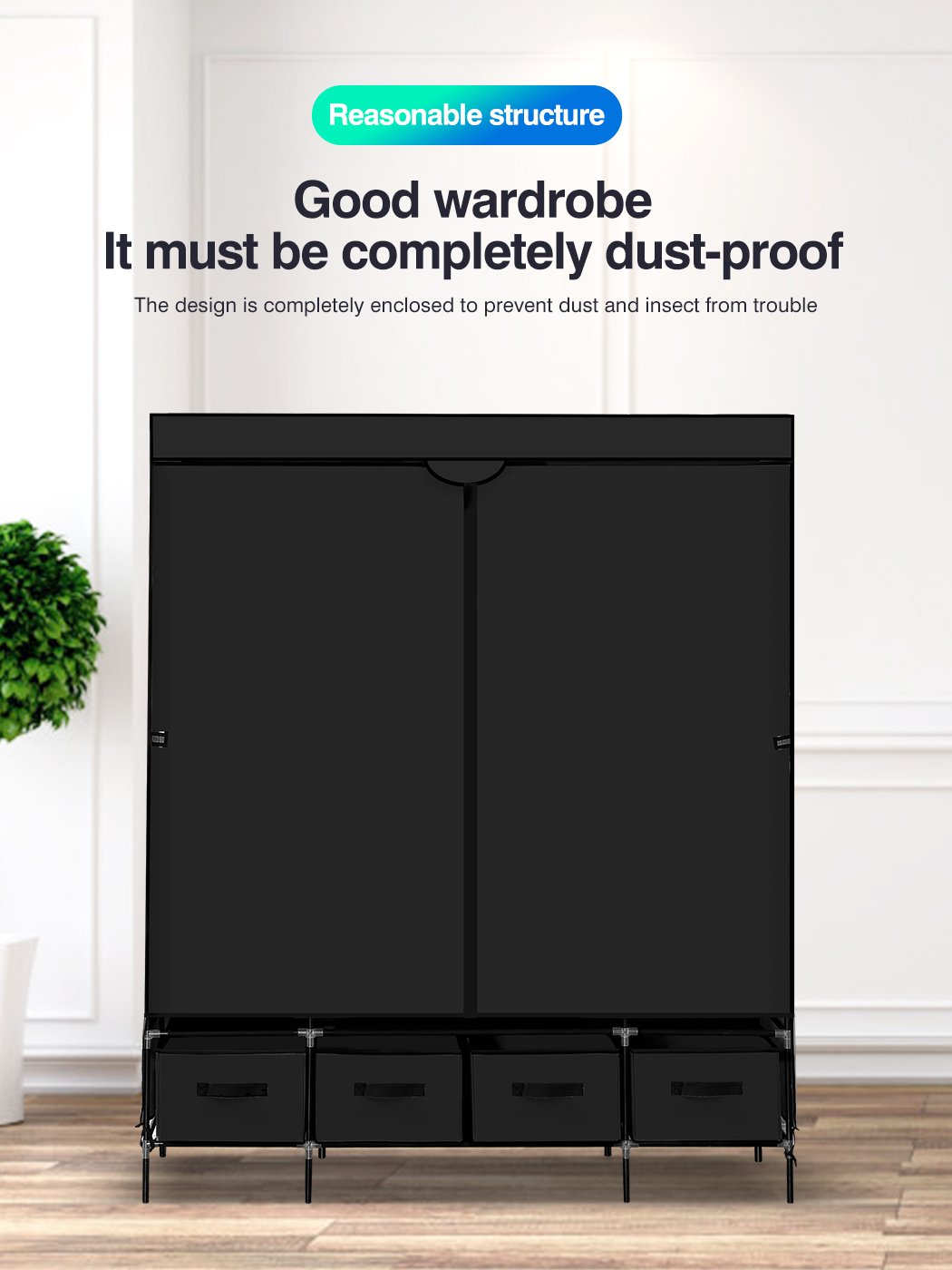 Bedroom Stylish and elegant 4 Drawers portable wardrobe