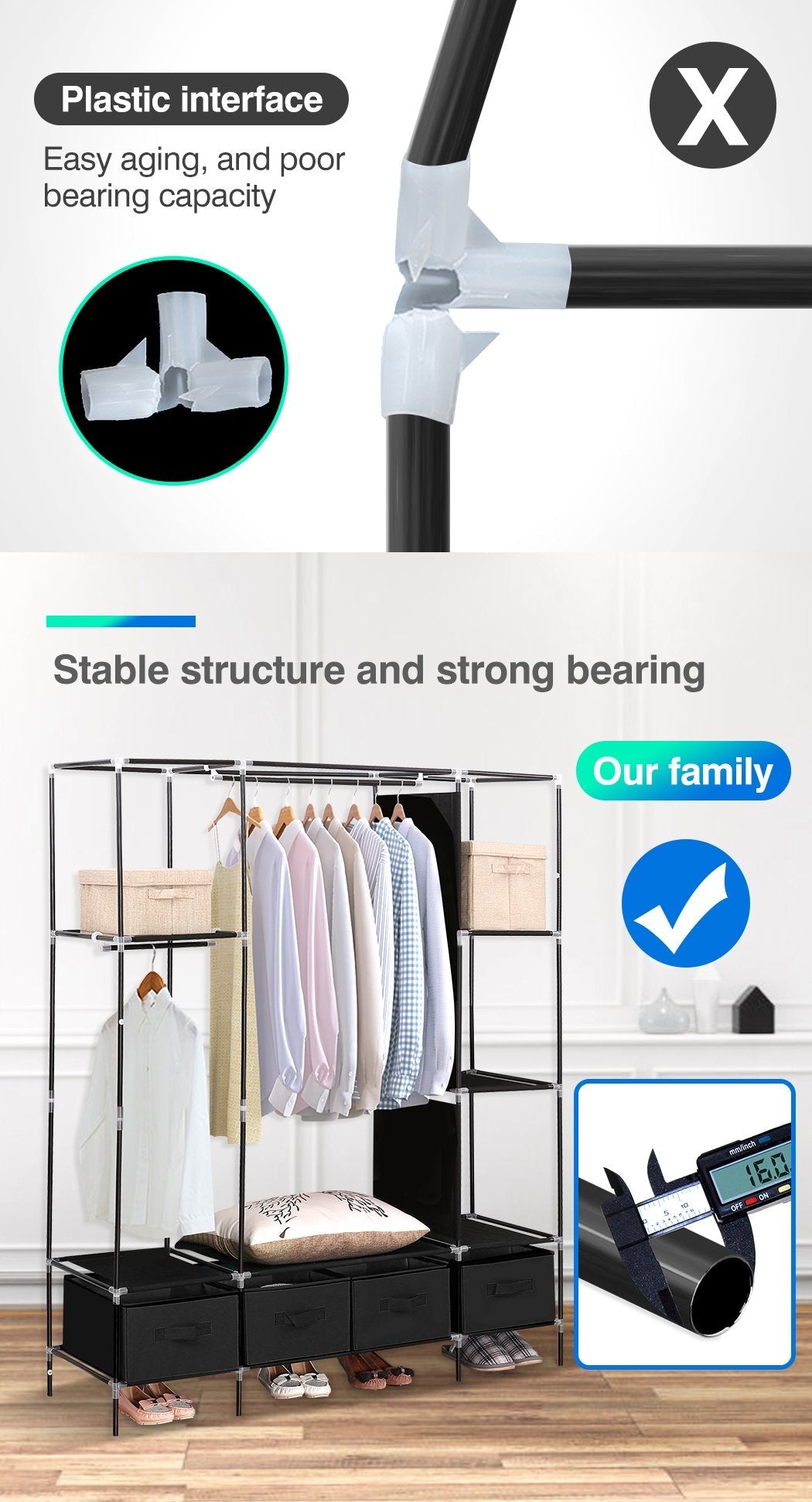 Bedroom Stylish and elegant 4 Drawers portable wardrobe