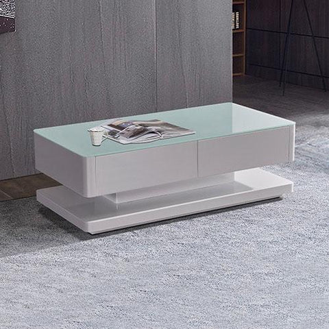 Stylish Coffee Table High Gloss Finish Shiny White With 4 Drawers Storage