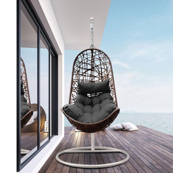 Oatmeal and Grey Stylish hanging basket design Egg Chair