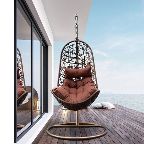 Brown and Coffee Stylish hanging basket design Egg Chair