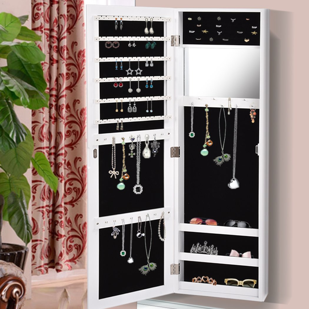 Bedroom Stylish wall mount makeup and jewellery cabinet with mirror