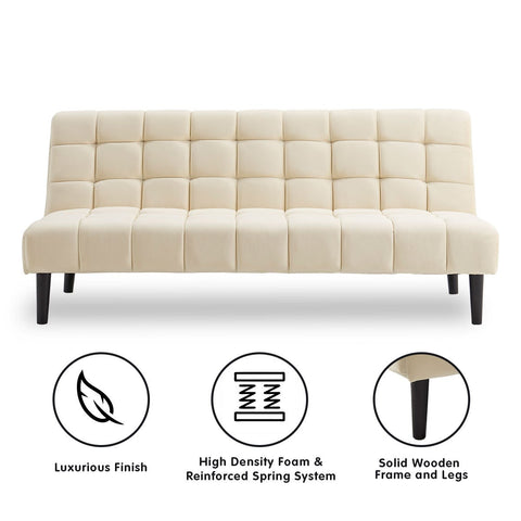 Suede Fabric Sofa Bed Furniture Lounge Seat Beige