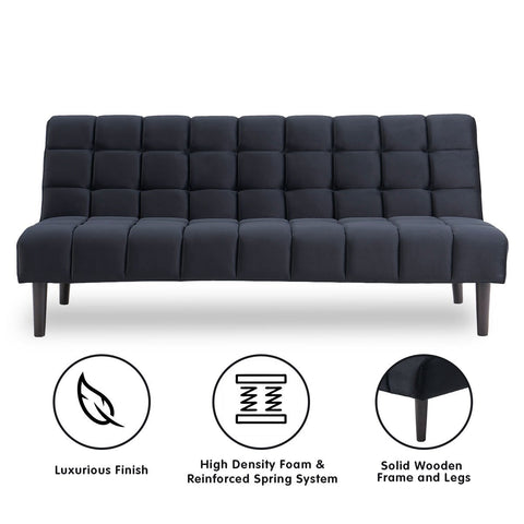 Suede Fabric Sofa Bed Furniture Lounge Seat Black