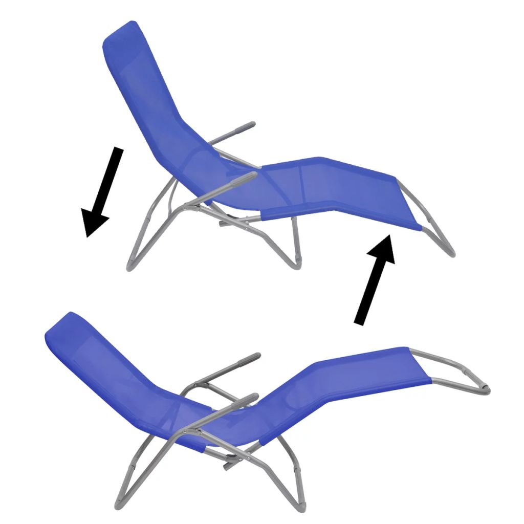 Sun Loungers 2 pcs Steel Frame and Textilene Blue