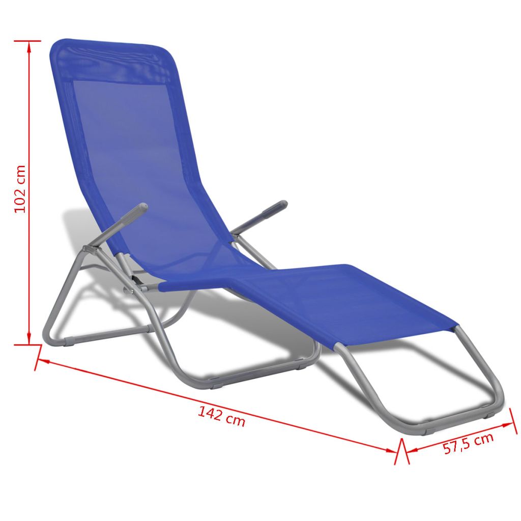Sun Loungers 2 pcs Steel Frame and Textilene Blue