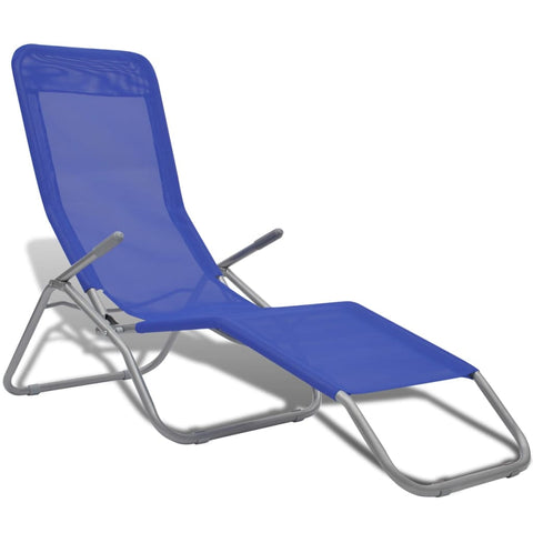 Sun Loungers 2 pcs Steel Frame and Textilene Blue