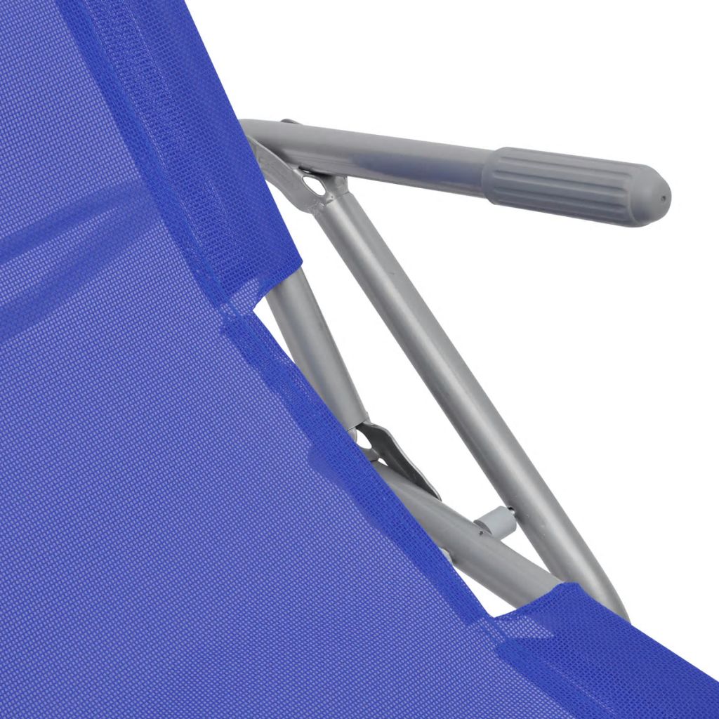 Sun Loungers 2 pcs Steel Frame and Textilene Blue