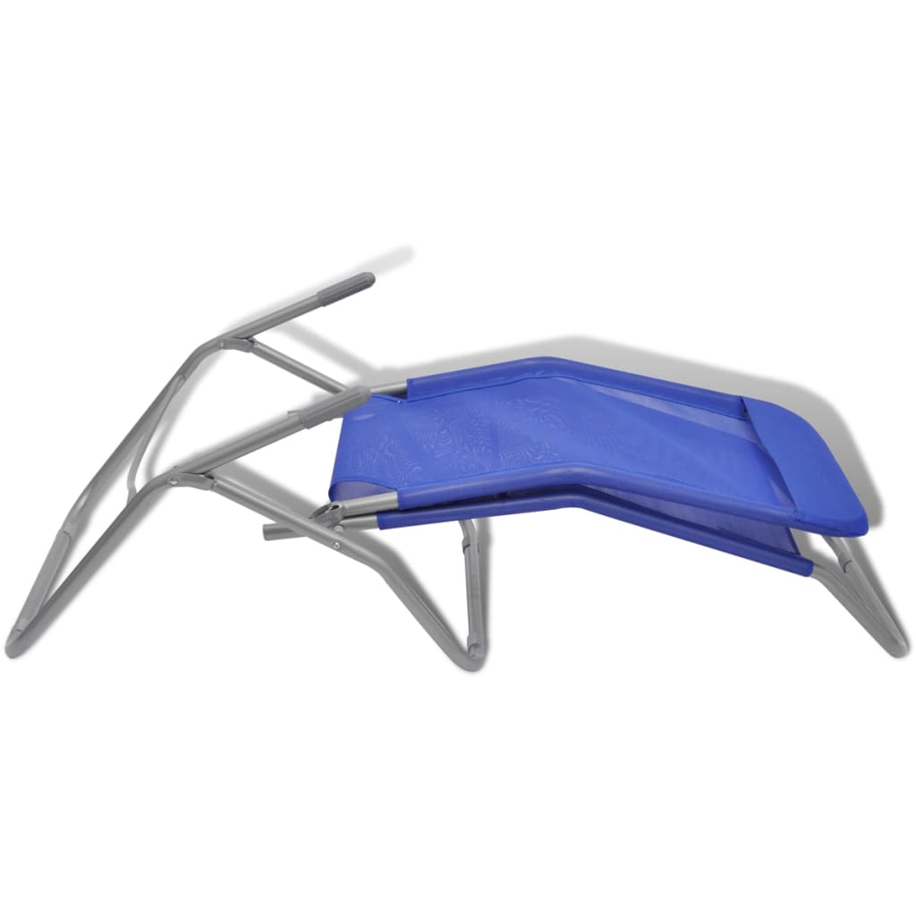 Sun Loungers 2 pcs Steel Frame and Textilene Blue