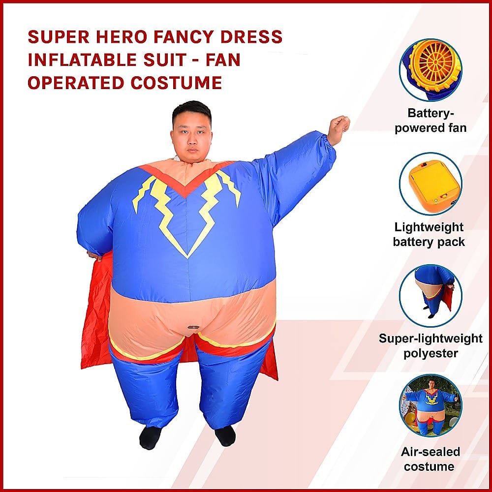Super Hero Fancy Dress Inflatable Suit -Fan Operated Costume