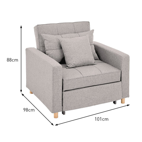 Suri 3-in-1 Convertible Sofa Chair Bed by - Khaki