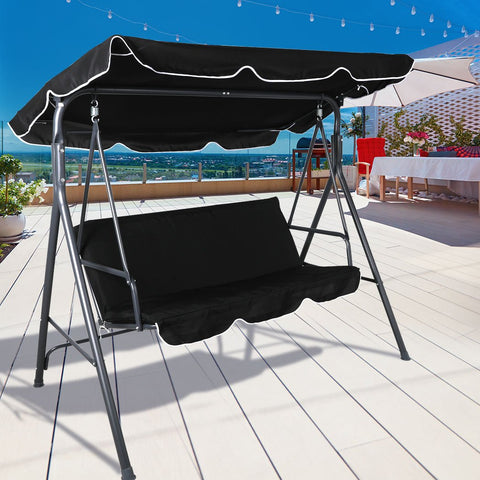 outdoor furniture Swing Chair Hammock Outdoor Furniture Garden Canopy Cushion 3 Seater Seat Black