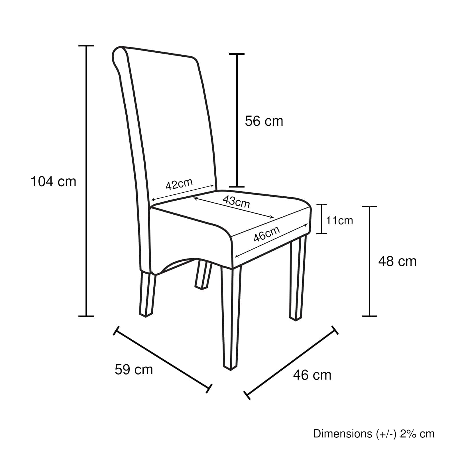 Swiss Wooden Dining Chairs Black 2x