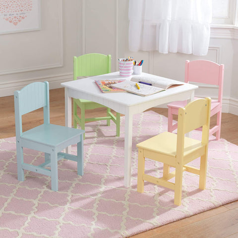 Table & 4 Pastel Chairs Set For Kids