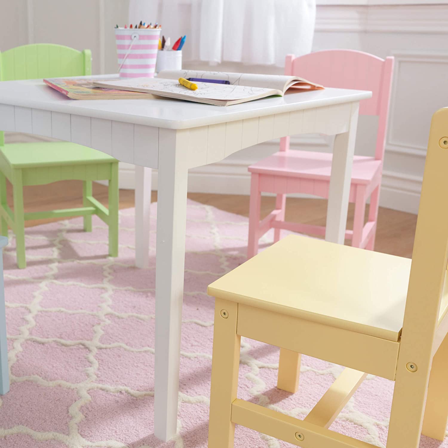 Table & 4 Pastel Chairs Set For Kids