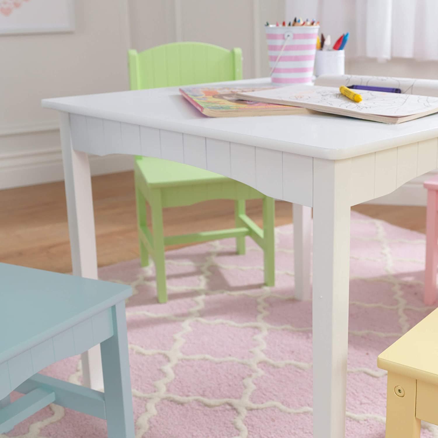 Table & 4 Pastel Chairs Set For Kids