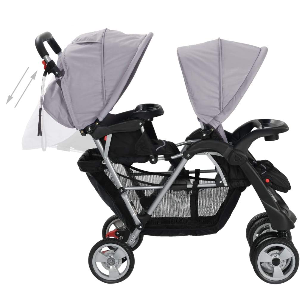 Tandem Stroller Steel Grey and Black