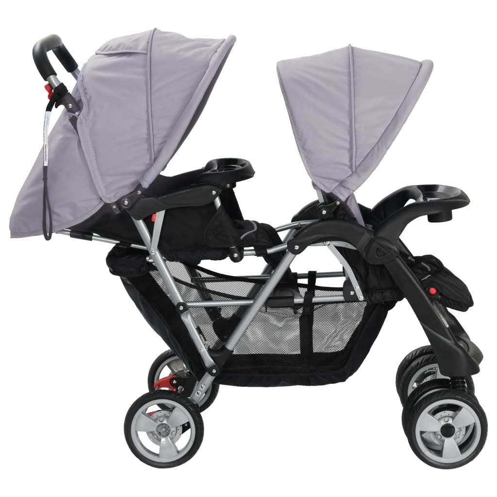 Tandem Stroller Steel Grey and Black