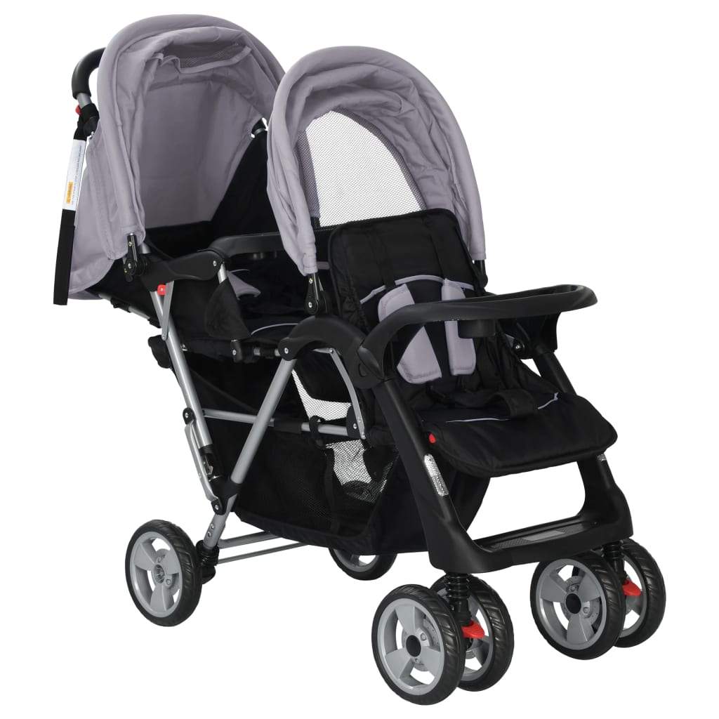 Tandem Stroller Steel Grey and Black